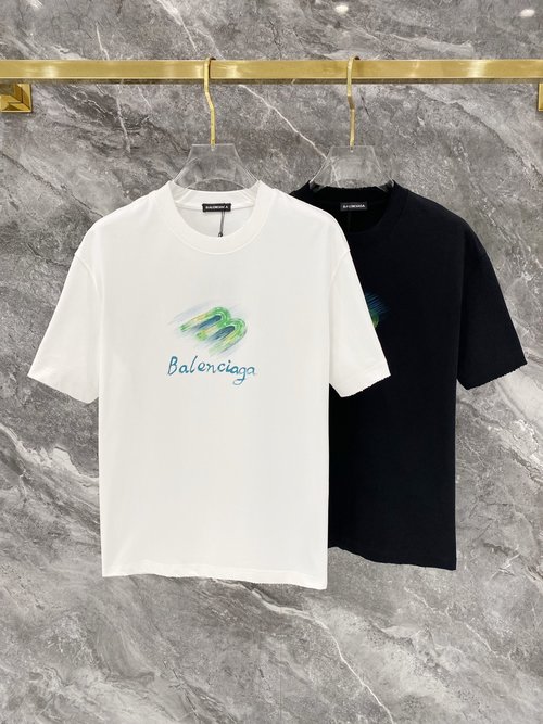 Balenciaga Hand-drawn Logo Cotton Short Sleeve T-Shirt