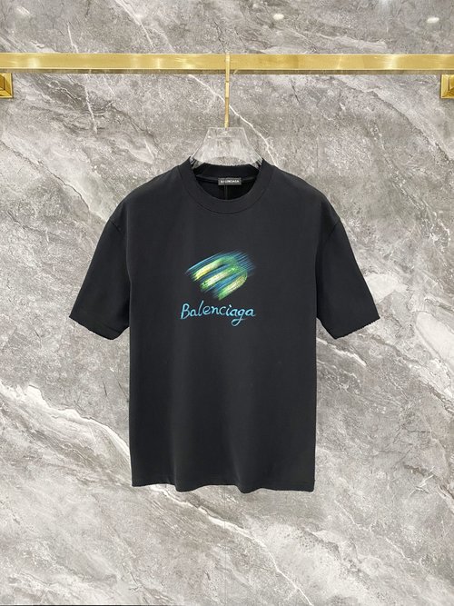 Balenciaga Hand-drawn Logo Short-sleeved T-shirt with Abrasion
