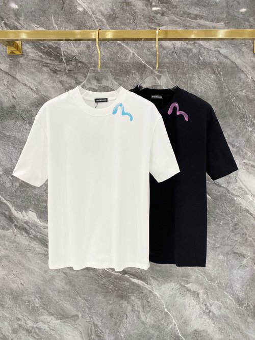 Balenciaga Top-notch Hand-drawn Logo Cotton Short-sleeve Tee