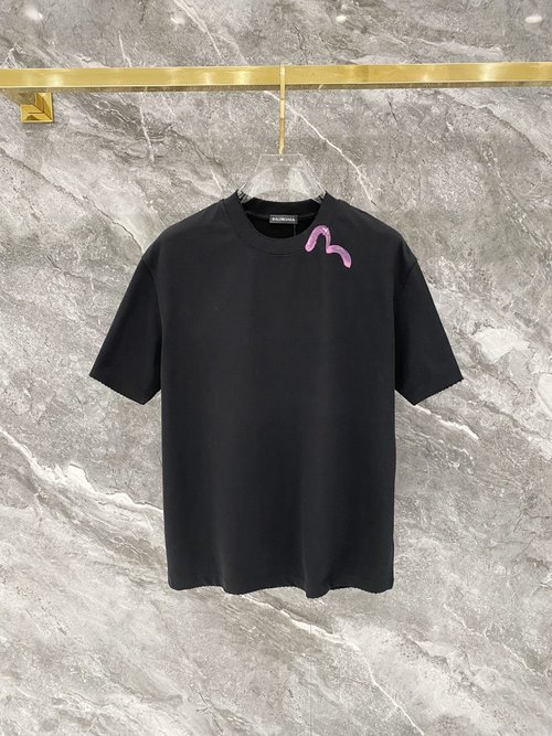 Balenciaga Top-notch Hand-drawn Logo Cotton Short-sleeve Tee