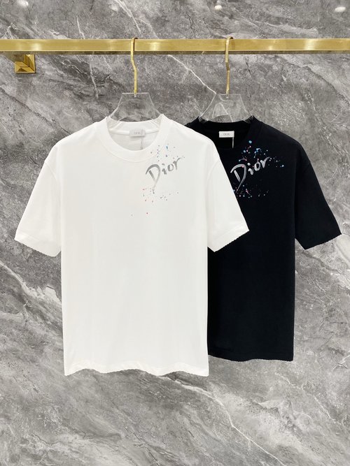Dior Hand - drawn Logo Cotton Short - sleeve T - shirt
