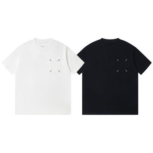 Maison Margiela Short Sleeve T-Shirt Set with Pocket and Embroidery