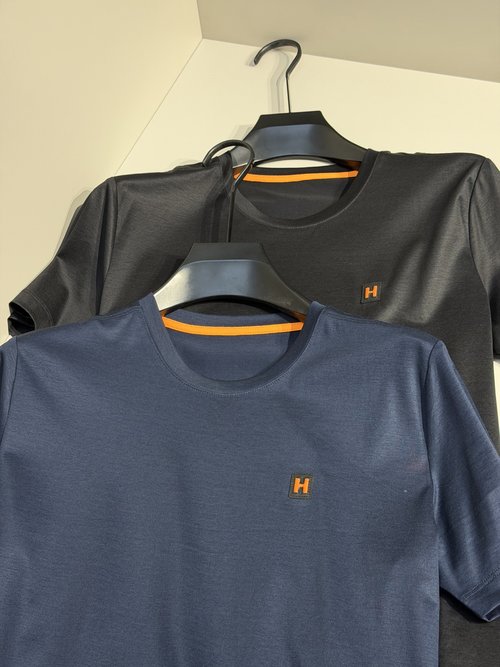 Hermes H Logo T-Shirt with Orange Accents, Comfortable Fabric