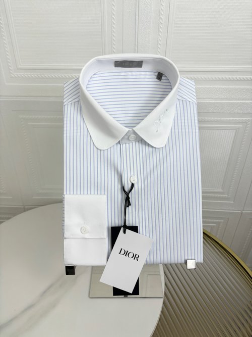 Dior New Striped Collar Shirt with High - end Craft
