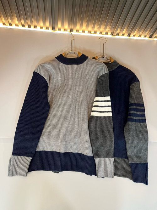 Thom Browne Knitted Wool Sweater with Classic Stripes