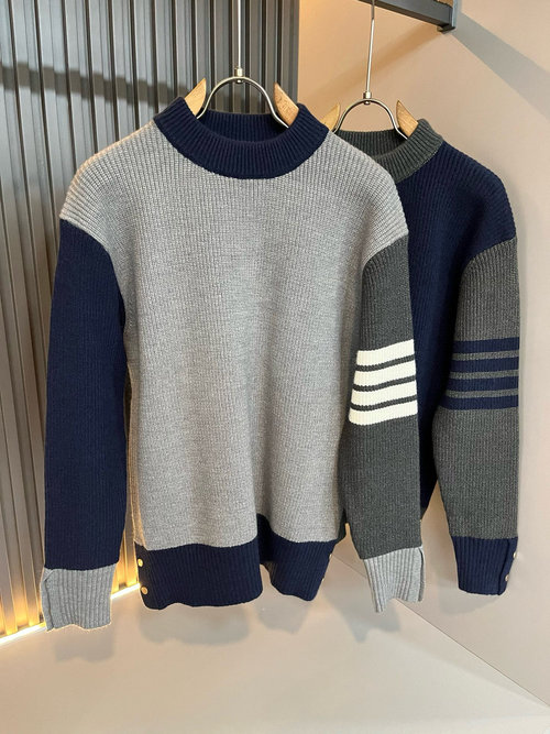Thom Browne Knitted Wool Sweater with Classic Stripes