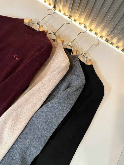 Loro Piana Knit Wool Sweater with Logo Embroidery