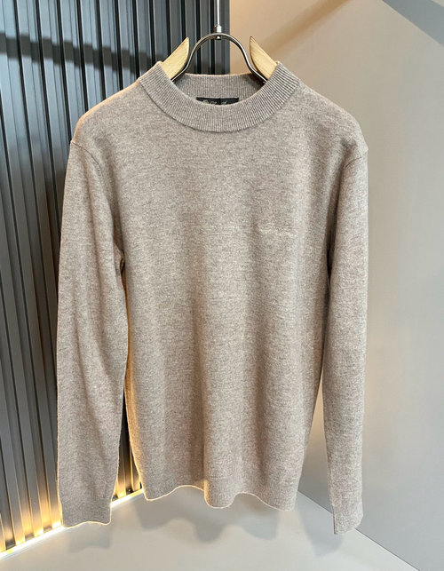 Loro Piana Knit Wool Sweater with Logo Embroidery