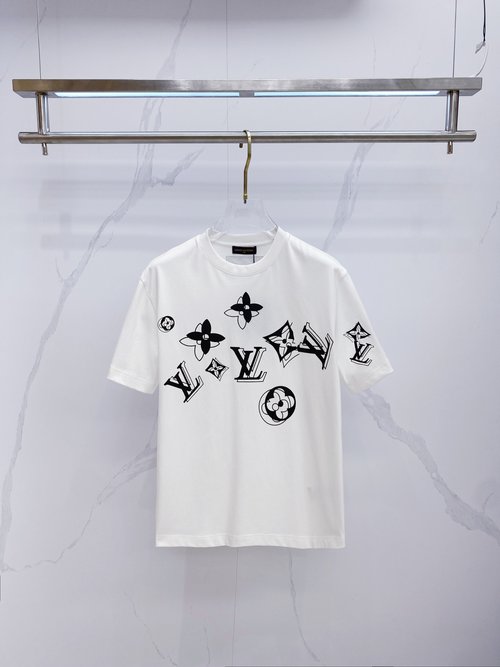 Louis Vuitton Premium Customized Short-sleeved T-shirt in Monochrome