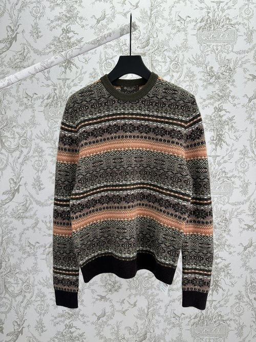 Loro Piana Cashmere Round Neck Sweater with Ribbed Trim