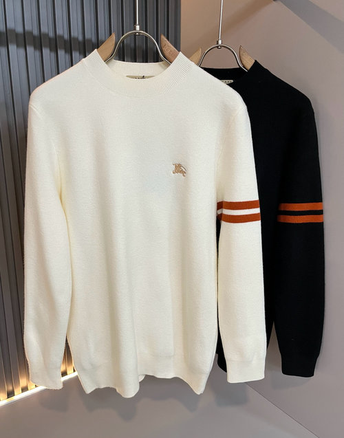 Burberry Knitted Wool Sweater with Logo Embroidery