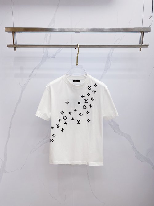 Louis Vuitton Premium Custom Two-color Round-neck T-shirt