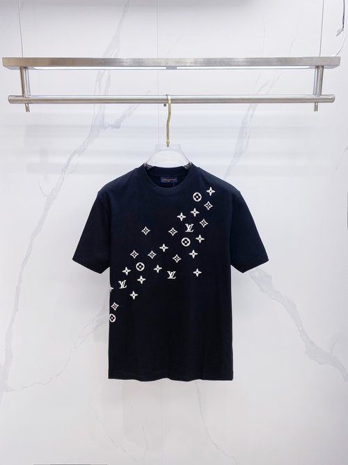 Louis Vuitton Premium Custom Two-color Round-neck T-shirt