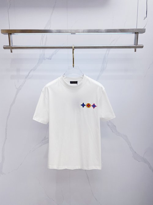 Louis Vuitton Premium Custom Two-color Round-neck T-shirt
