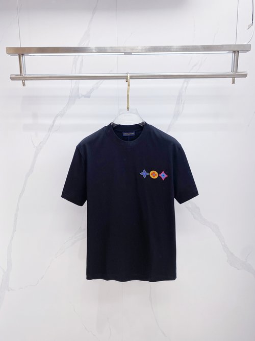 Louis Vuitton Premium Custom Two-color Round-neck T-shirt