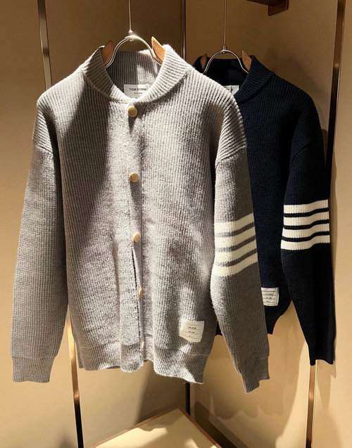 Thom Browne Soft Knit Wool Sweater with Striped Design