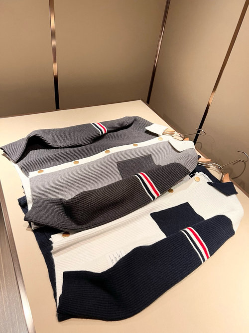 Thom Browne Knit Wool Sweater with Classic Stripes Design