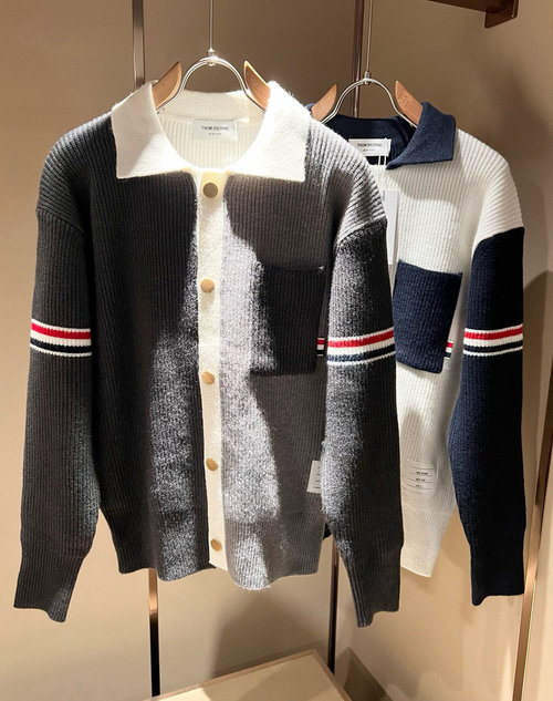 Thom Browne Unisex Knitted Wool Sweater with Classic Stripes