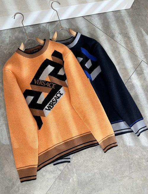 Versace Exquisite Wool Sweater with Logo Hook Design