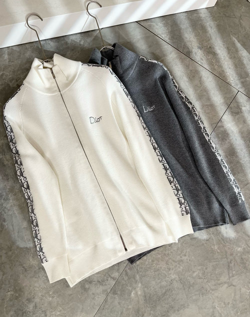 Dior Knitted Wool Cardigan with Logo Embroidery