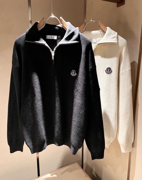 Moncler Knitted Wool Sweater with Logo Badge