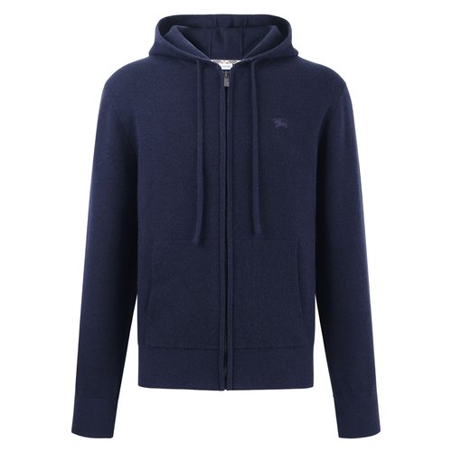 Burberry War Horse Embroidered Wool Blend Zip Hoodie