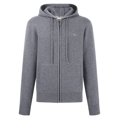 Burberry War Horse Embroidery Wool Blend Zippered Hoodie