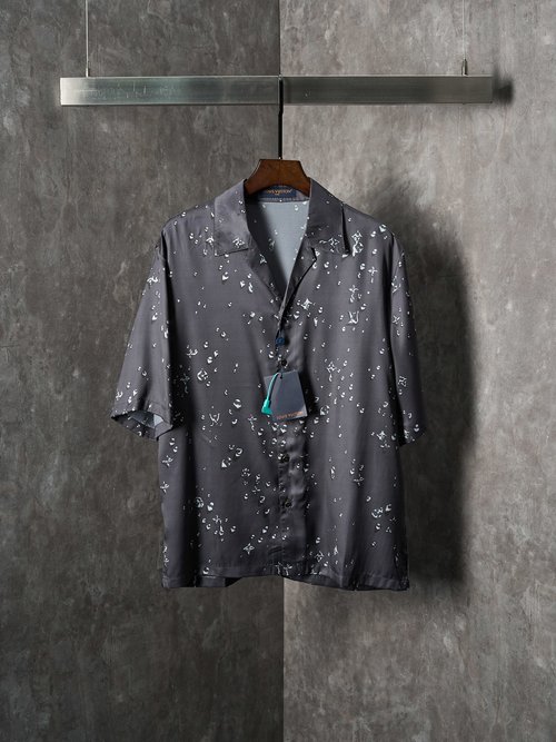 Louis Vuitton Monogram Raindrop Print Silk Short-Sleeved Shirt