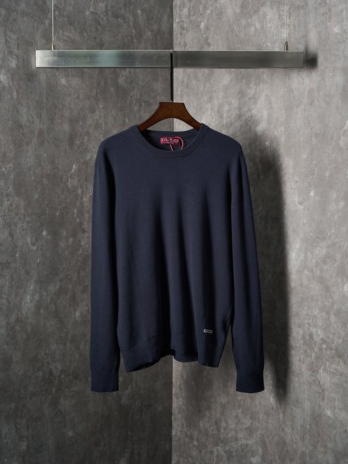 Gucci Silk-Cotton Long-Sleeve Knit Sweater with Embroidery
