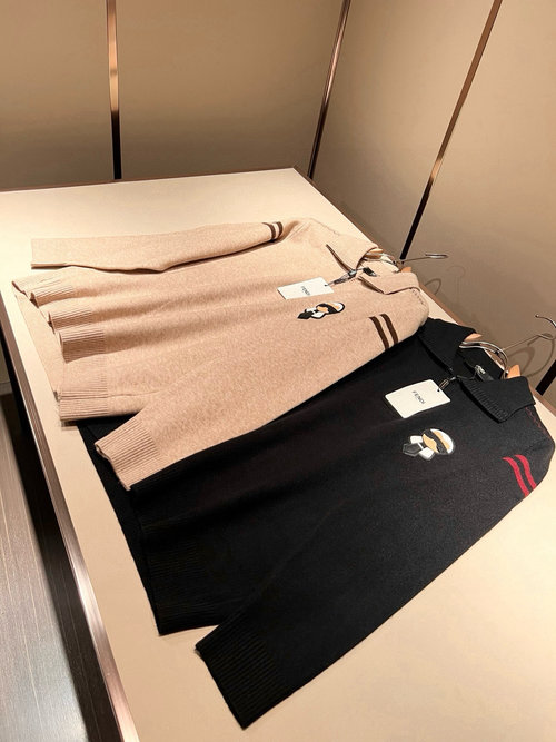 Dior Zippered High - Collar Knit Wool Cardigan with Logo