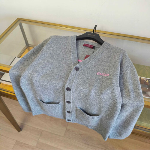 Gucci Intarsia Wool Cashmere Blend Cardigan with Surf-inspired Designs