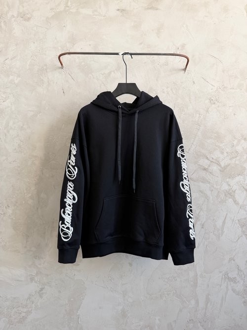 Balenciaga Embroidered Logo Pullover Hoodie, Red & Black