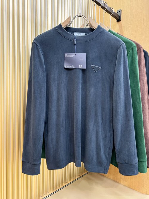 Prada New Long-Sleeve T-Shirt with Soft Cashmere Blend