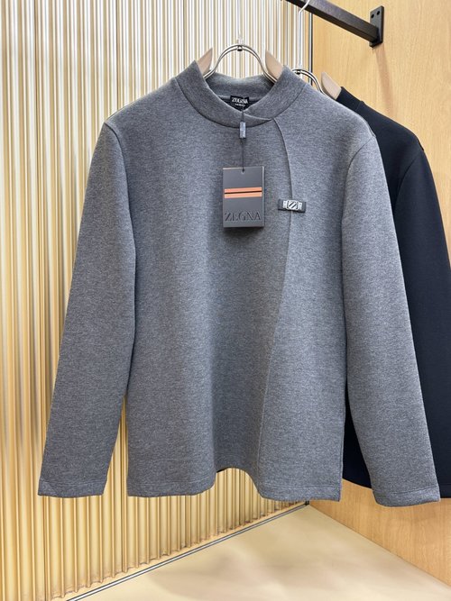 Zegna Classic Logo Long-Sleeve T-Shirt with Soft Fabric