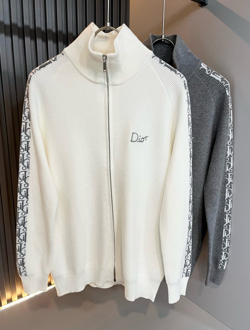 Dior Knit Wool Cardigan with 3D Logo Embroidery