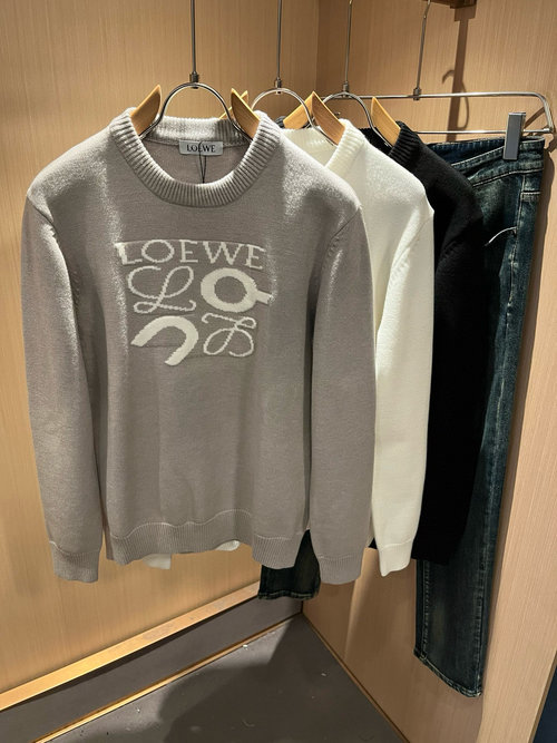 Loewe Knitted Wool Sweater with Logo, Luxury and Stylish