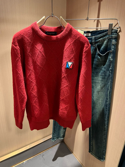 Louis Vuitton Festive Knit Wool Sweater with Logo Badge