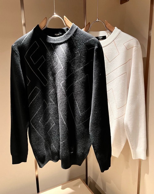 Dior Knitted Wool Sweater with FF Logo, Premium & Fashionable