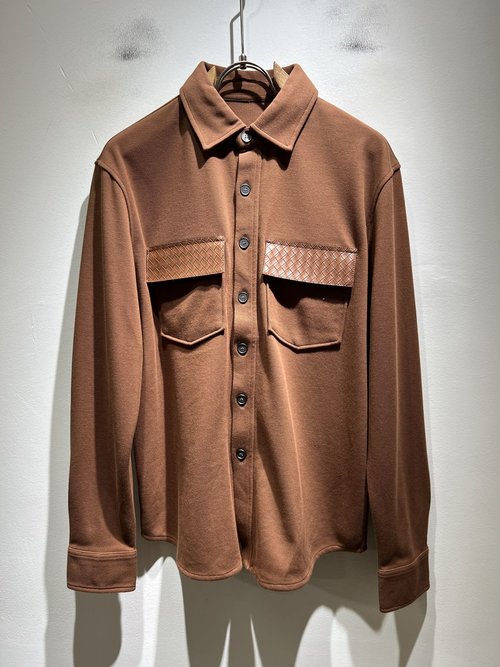 Bottega Veneta Solid Color Shirt with Leather Logo Design