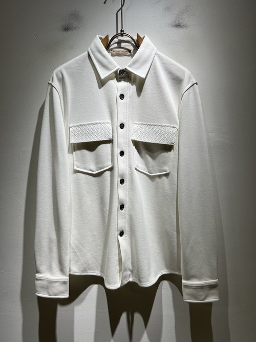 Bottega Veneta Solid Color Shirt with Leather Logo Design