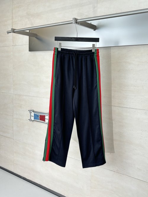 Gucci Knitted Drawstring Casual Pants with Webbing