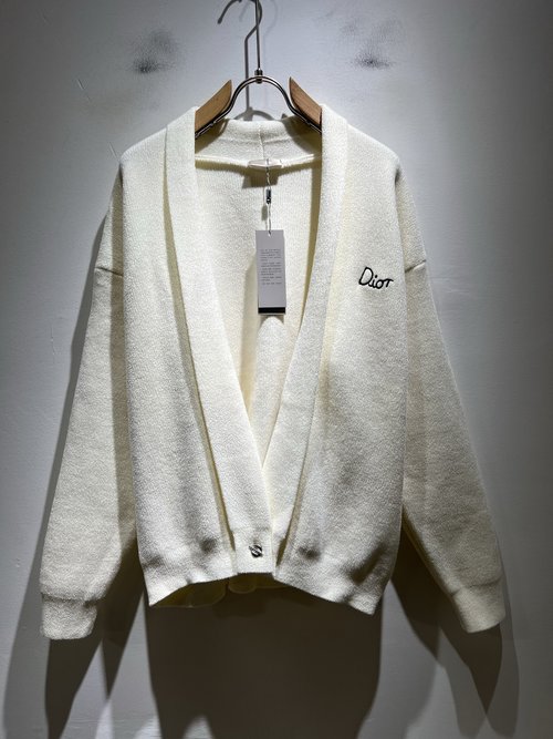 Dior Knitted Wool Cardigan with Logo Embroidery