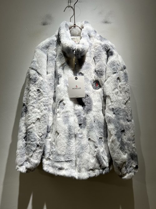 Moncler Soft Rabbit Fur Jacket with Logo Badge