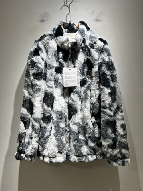 Moncler Soft Rabbit Fur Jacket with Logo Badge