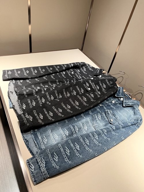 Balenciaga Fashionable Denim Shirt with Runway Pattern