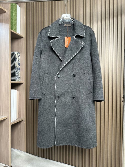 Loro Piana Classic Herringbone Wool-Cashmere Blend Coat