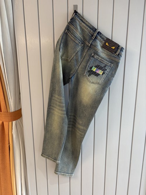 Fendi Soft Jeans with Luxury Leather Waist Tag