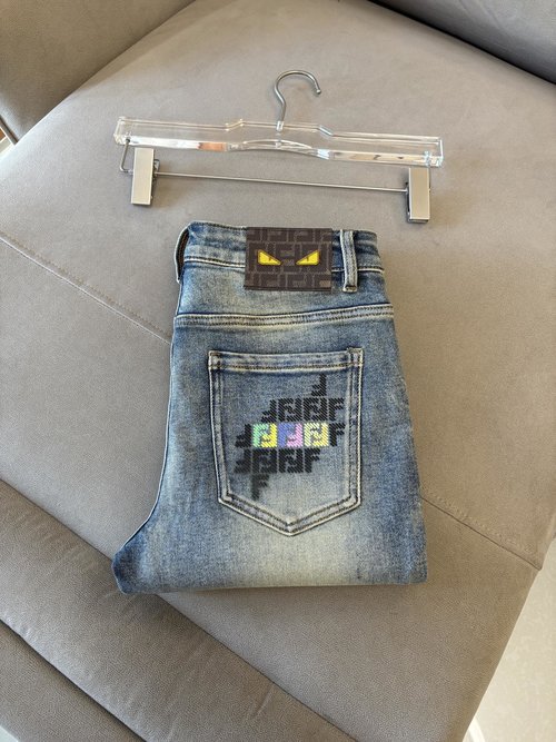 Fendi Soft Jeans with Luxury Leather Waist Tag
