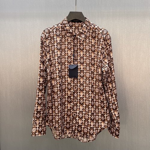 Louis Vuitton Silk Shirt with Monogram Overlop Pattern and Tiger Eye Buttons