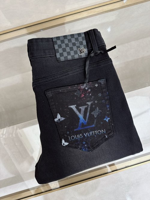 Louis Vuitton High-quality Stretch Jeans with Classic Logo